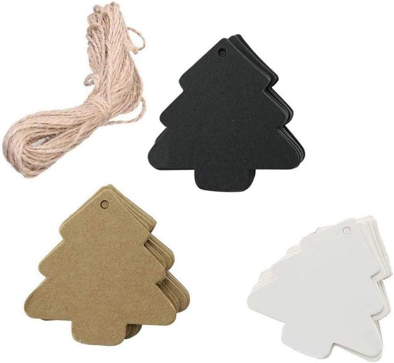 BinaryABC Christmas Tree Gift Tags,Paper Tags,Price Tags with String,DIY Kraft Blank Hang tag 150pcs - Image 1
